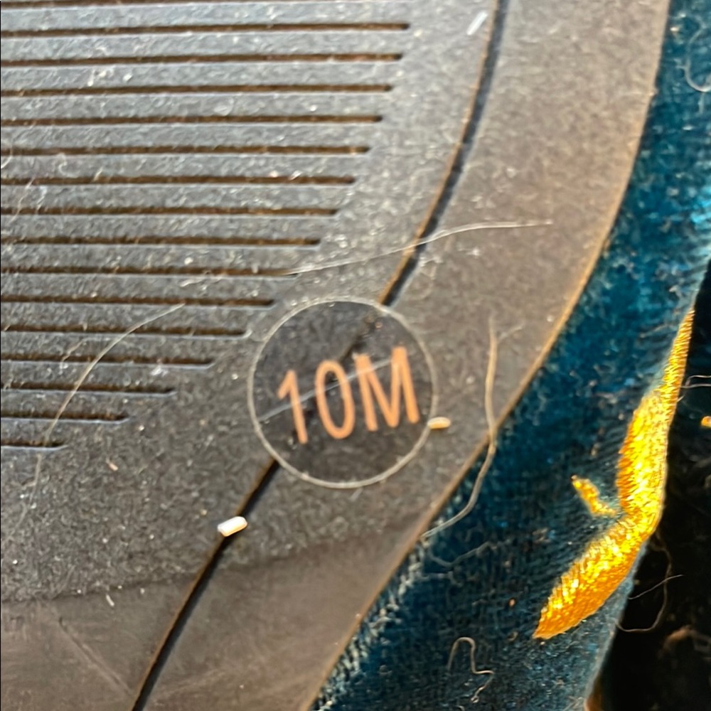 INC International Concepts Blue Velvet Loafers with Gold Embroidery - Picture 3 of 4